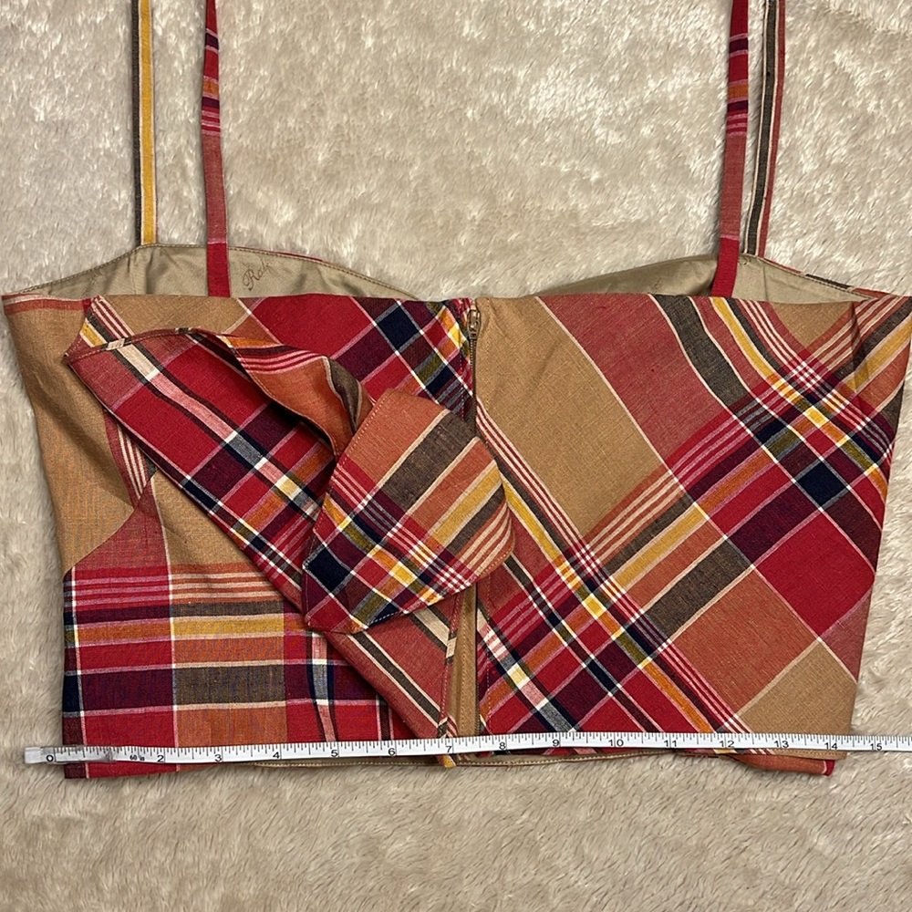 RALPH LAUREN Coleta Knotted Madras Crop Top Ralph Lauren Collection - Picture 9 of 11